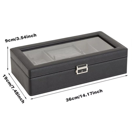 Black Watch Box Organizer Single Layer Jewelry Storage for Men Women Accessories