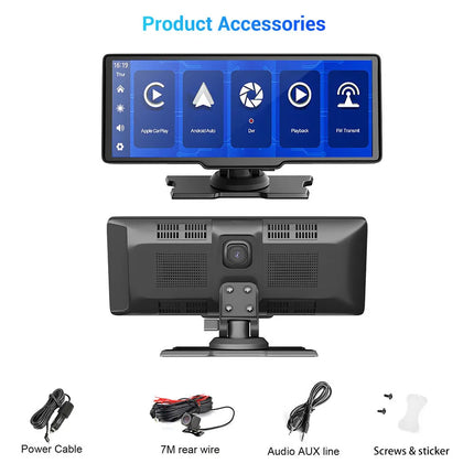 4K 10.26'' Touch Dash Camera Cam Dual Car Recorder for CarPlay Android Auto OZ