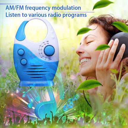 AM FM Shower Radio Hanging Bathroom Radio Easy Tuning and Volume Control （Blue）