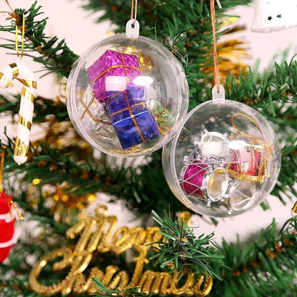 10X Clear Plastic Ball Christmas Baubles Fillable Xmas Tree Ornament Deco
