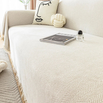 Chenille Retro American Sofa Towel Cover Throw Rug Couch Lounge Cloth Decor (Beige 180*230cm)