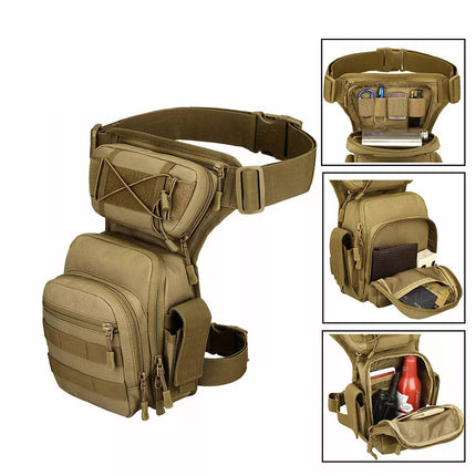 Men Drop Leg Bag Tactical Molle Thigh Waist Fanny Pack Hiking Cycling Outdoor