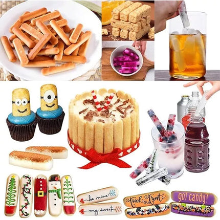 2 xSilicone Chocolate Baking Mould Cookie Finger Shaped Molds Ice Tray Long Strips