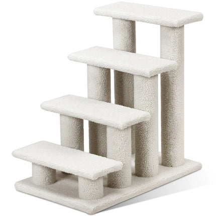 4-Step Pet Stairs Carpeted Ladder Ramp 8 Scratching Post Cat Tree Climber