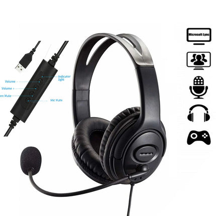 USB Wired Headphone Headset Noise Cancelling With Microphone For Computer Laptop
