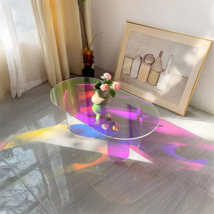 Gorgeous Iridescent Acrylic Side Table Cool Rainbow Coffee Table Home Art Decor