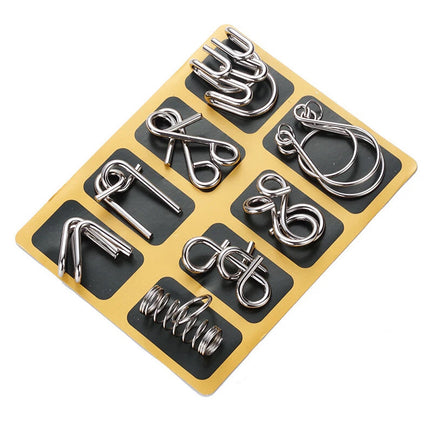 48Pcs(2A+2B+2C) Classic IQ Metal Puzzle Brain Teaser Disentanglement Wire Puzzles Game Toy