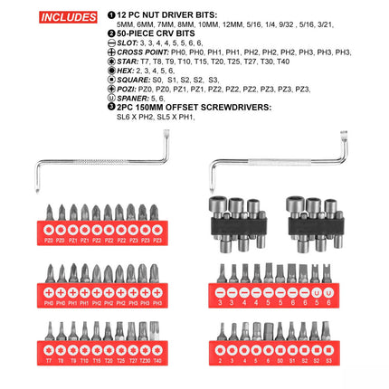 100 PCs Screwdriver Set Non-Slip Precision Screw Bits Sockets Kit w/ Oxford Bag