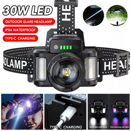LED Headlamp Camping Rechargeable Headlight Head Torch Fishing Light