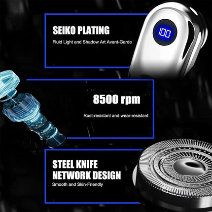 8500 rpm Mini-Shave For Men Electric Shaver Waterproof Rechargeable Razor Portab