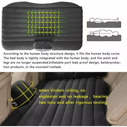 Portable Inflatable Car Back Seat Mattress Camping Travel Air Bed +Electric Pump