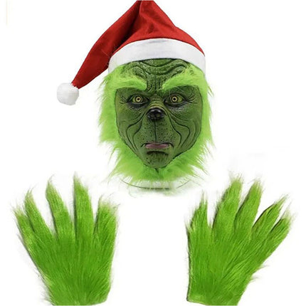 Grinch Christmas Green Big Monster Mask Halloween Cosplay Costume Props