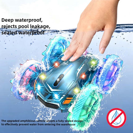 RC Car Amphibious Boat 2.4GHz Toy Double Sided Stunt Car with LED Lights