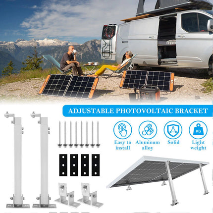 2Pcs Solar Panel Tilt Mount Brackets RV Flat Surface Mounting Set Adjustable