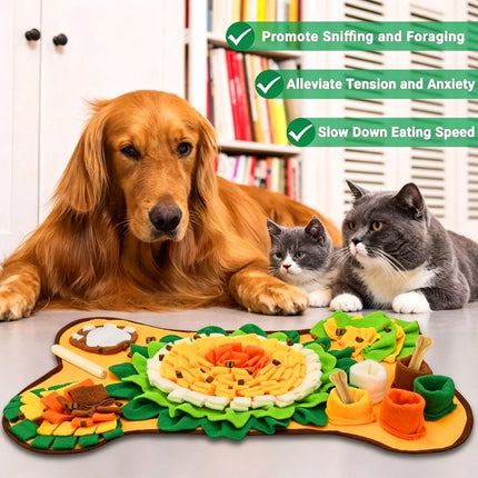 Pet Dog Cat Snuffle Mat, Foraging Food Hidden Feeding Toy for Boredom Relief