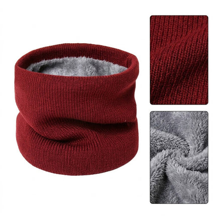 For Women Men Neck Warmer Tube Winter Knitted Scarf Thermal Warm Thicken Chunky Wine