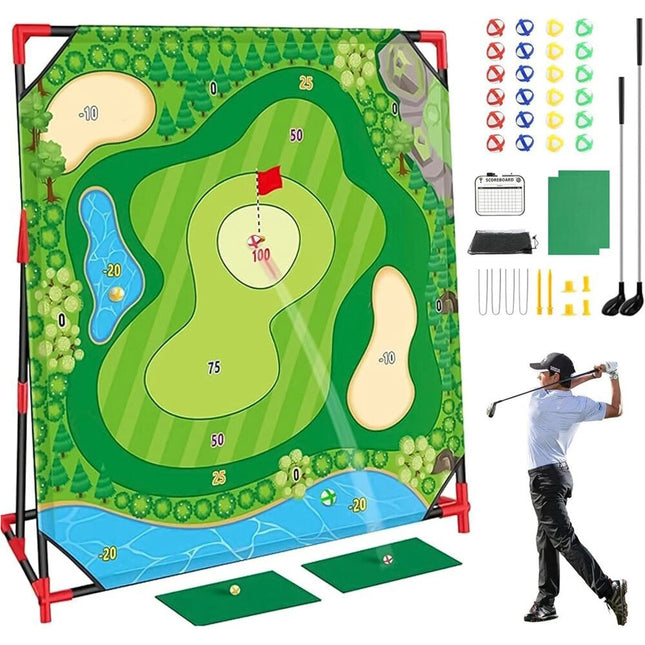 Golf Chipping Game Battle Golf with Golf Club & Hitting Mat Chip Sticky Kit Home