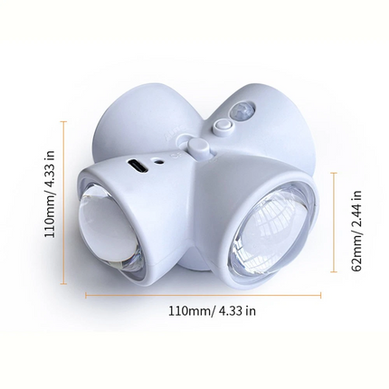 2X LED Motion Sensor Light PIR Cordless Night Light Bed Stair USB Rechargeable