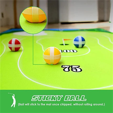 Chipping Golf Game Mat Indoor Stick Chip Game with 20 Grip Golf Balls