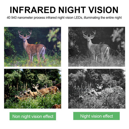 Solar Trail Camera 4K 48MP Wildlife Hunting Game Cam PIR Night Vision +32GB Card