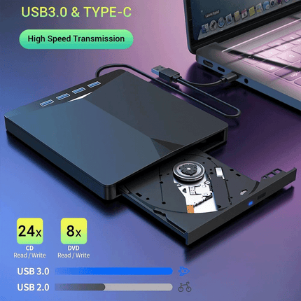 External CD DVD Drive USB 3.0 Writer Burner Player for PC Laptop Windows Linux
