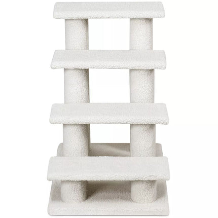 4-Step Pet Stairs Carpeted Ladder Ramp 8 Scratching Post Cat Tree Climber