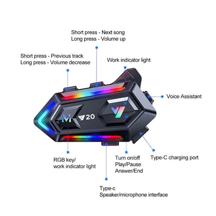 Motorcycle Helmet Headset Wireless Bluetooth5.3 Headphone Speaker Hands-Free