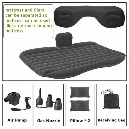 Portable Inflatable Car Back Seat Mattress Camping Travel Air Bed +Electric Pump