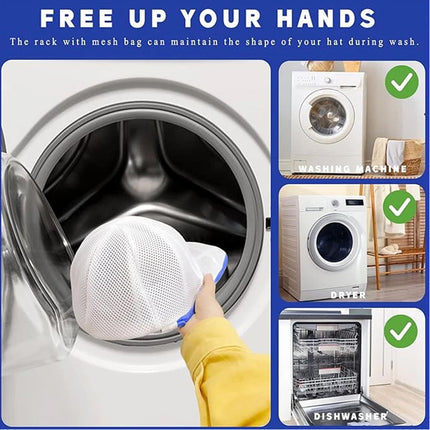 1Set Hat Washer Cage Baseball Cap Washing Cage Hat Washer for Washing Machine Hat Holder + Hat Pocket