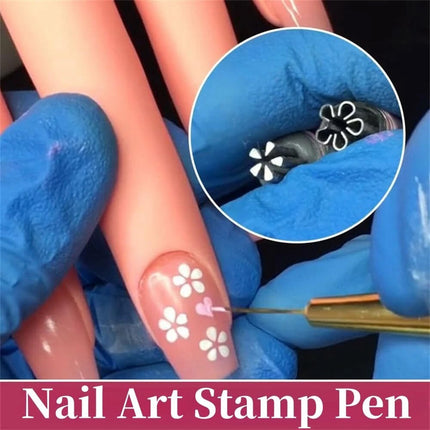 15X Patterns Nail Art Stamp Pen Precision Stamp Pen DIY Nail Art Dotting Tool