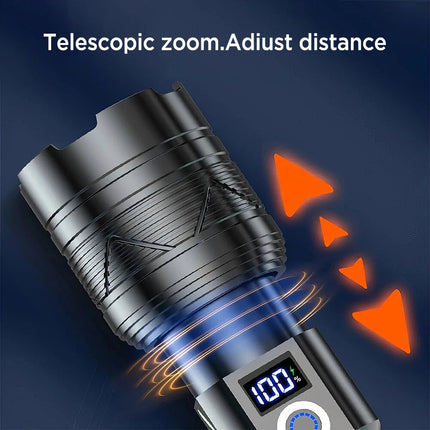 1500000lm LED Flashlight Torch Zoom Light Super Bright Camping Rechargeable Lamp