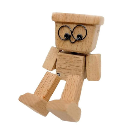 Small Wooden Man Figurine Shaking Wooden Man Figure Decoration Desktop 3PCS(A+B+C)