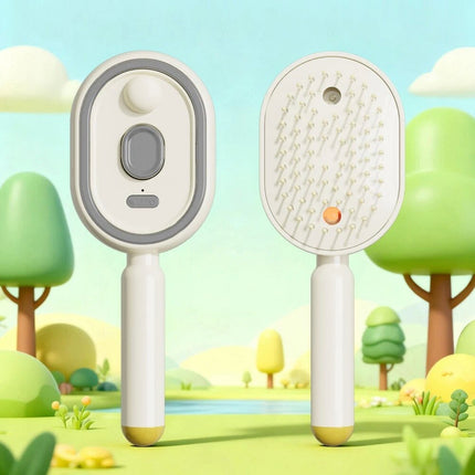 Beige Electric Scalp Massage Comb Red Light Hair Care Brush Rechargeable Head Massager