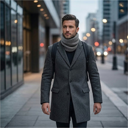 For Women Men Neck Warmer Tube Winter Knitted Scarf Thermal Warm Thicken Chunky Grey