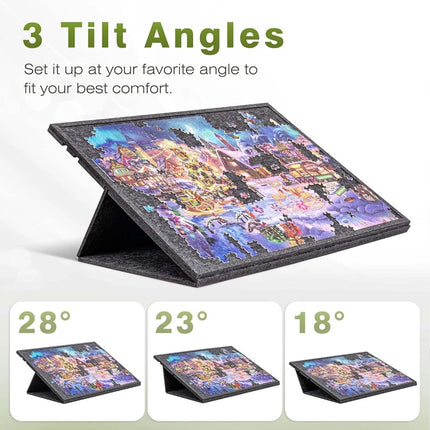 Jigsaw Puzzle Board 1000 Pieces Felt Mat Adjustable Easel Stand Trays w/ 6 Trays