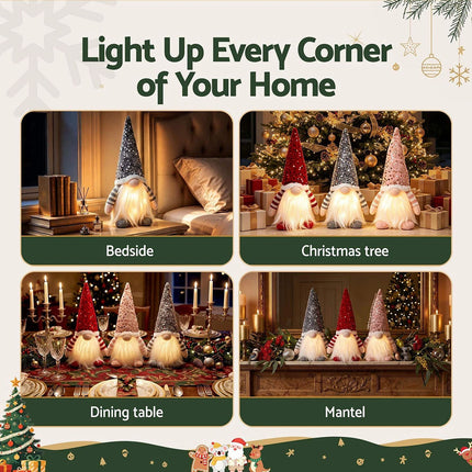Christmas Gnomes Light Up Christmas Decorations Plush Goblin Set