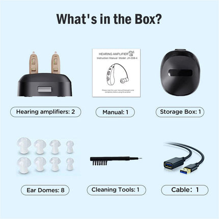 1 Pair Hearing Aid Rechargeable Invisible BTE with Charger Dock 1 year Warranty