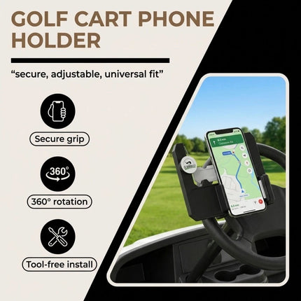 Golf Cart Steering Wheel Cell Phone Mount, Flip Up Phone Holder for Golf Cart St