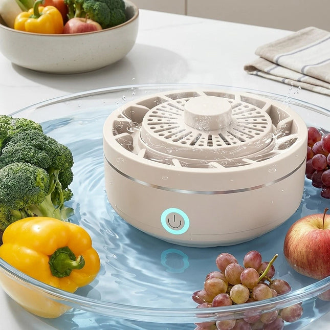 Fruit and Vegetable Cleaning Machine Purifier Portable Washing Cleaner Device  (Khaki)