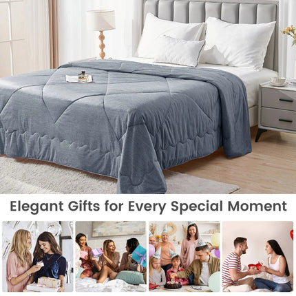 Summer Cooling Comforter Blanket, Cooling Silk-like Fabric Soft Touch Lightweight Quilt for Hot Sleepers