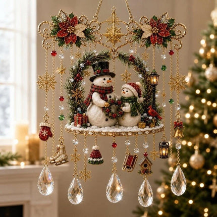 Elk Snowman Christmas Hanging Ornament Crystal Wind Chime