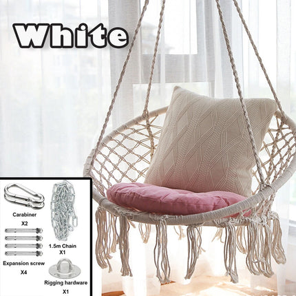 Hammock Chair Macrame Cotton Swing Bed Relax Indoor Outdoor Hanging Garden