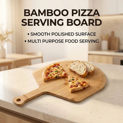 Pizza Peel, Wooden Pizza Paddle with Smooth Long Handle, Nonstick Serving Tray