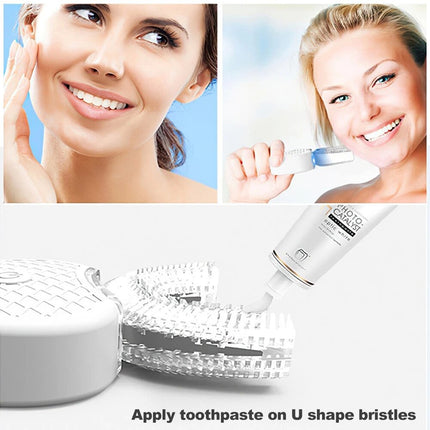 White Sonic Electric Toothbrush Automatic U Shaped Wireless Cleansing Brush