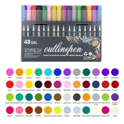 12/24/48PCS Outline Pens Metallic Coloring Lightstick Graffiti Pen Xmas Gifts