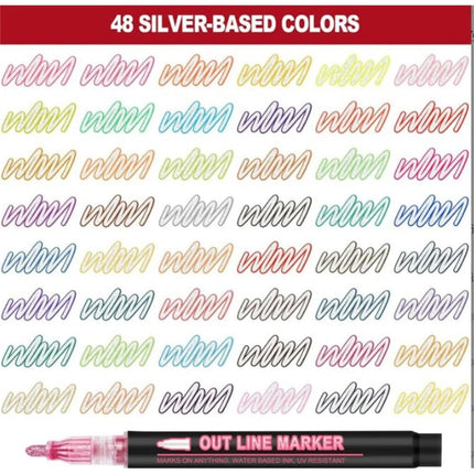 12/24/48PCS Outline Pens Metallic Coloring Lightstick Graffiti Pen Xmas Gifts