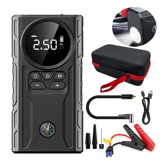 Car Jump Starter 39800mAh Portable Power Bank Booster with Auto Air Compressor