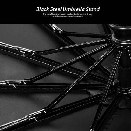 Automatic Folding Umbrella Auto Open Close Travel Windproof Anti-UV with 12 Ribs Black