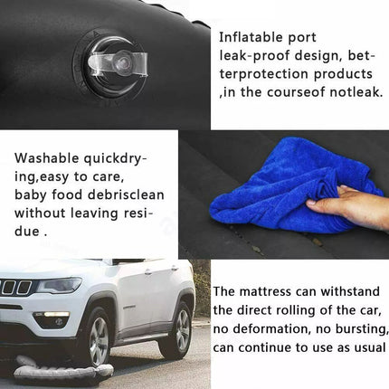 Portable Inflatable Car Back Seat Mattress Camping Travel Air Bed +Electric Pump