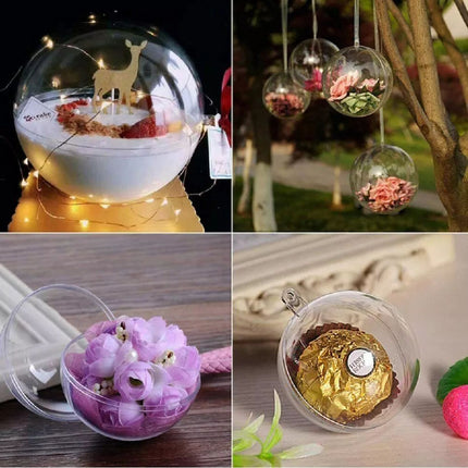 10X Clear Plastic Ball Christmas Baubles Fillable Xmas Tree Ornament Deco
